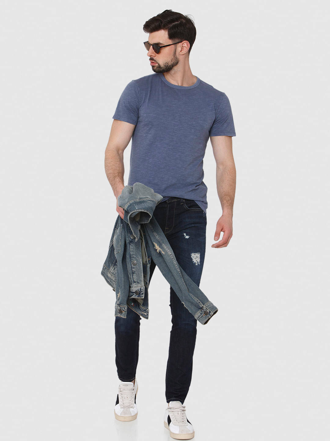 Blue Overdyed Crew Neck T-Shirt