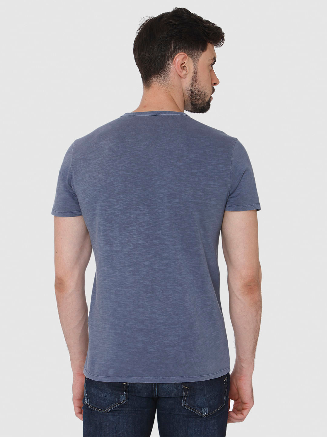 Blue Overdyed Crew Neck T-Shirt