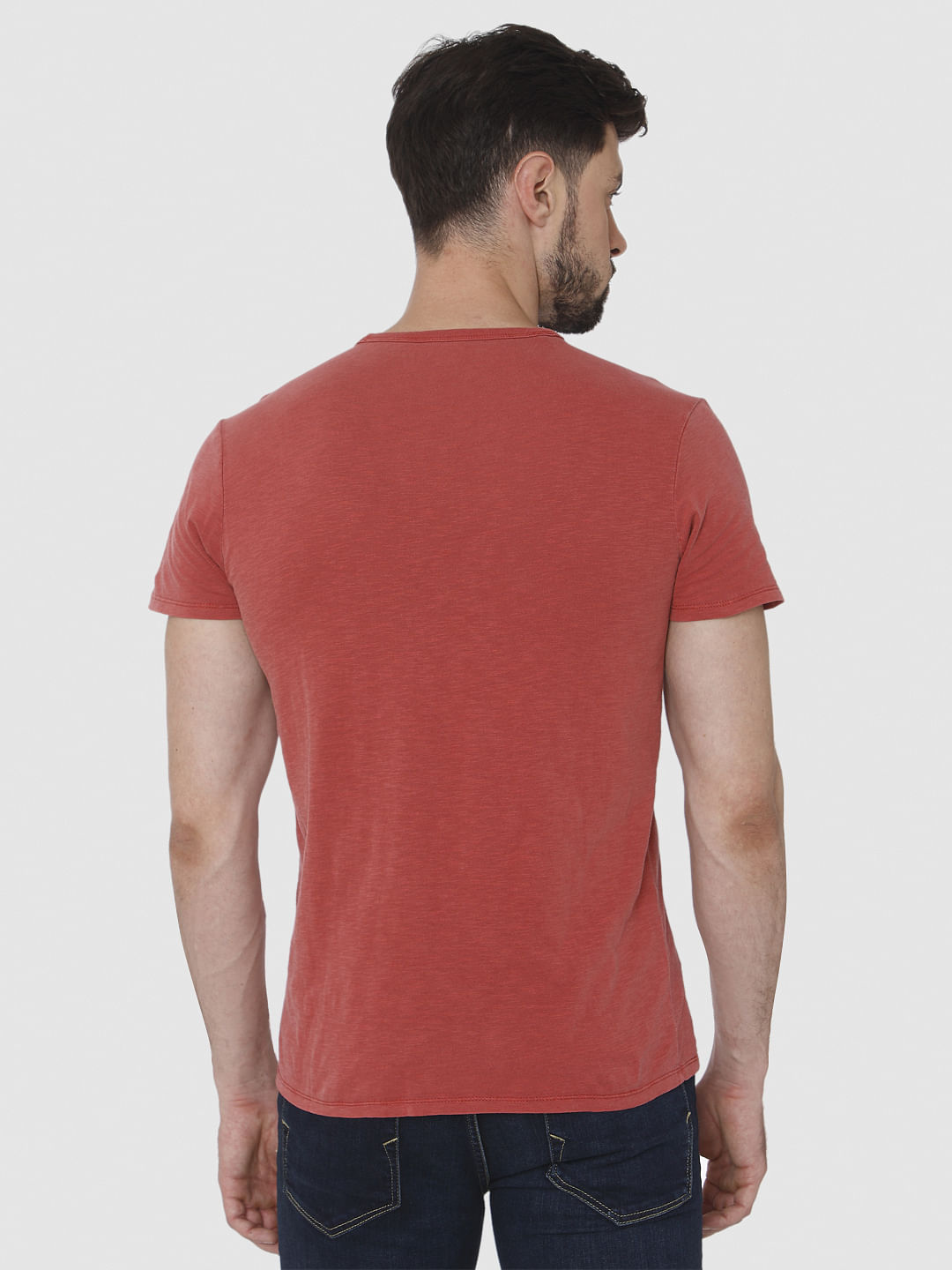 Red Overdyed Crew Neck T-Shirt