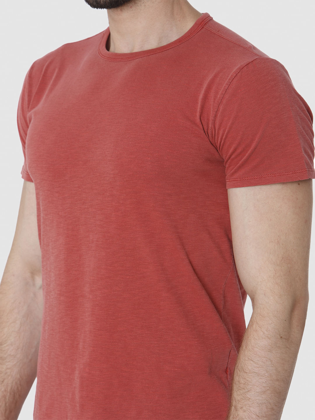 Red Overdyed Crew Neck T-Shirt