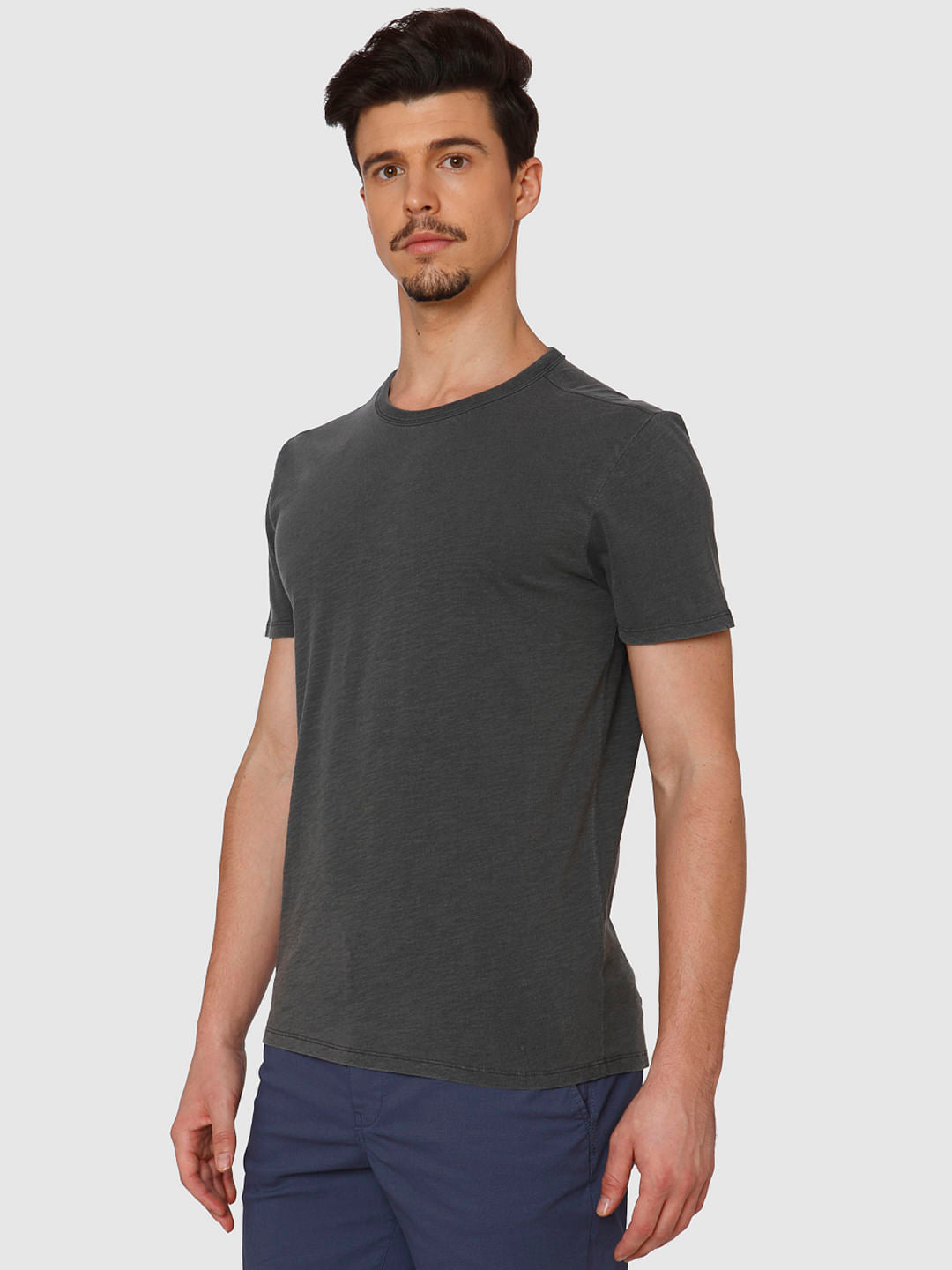 Grey Dyed Crew Neck T-Shirt
