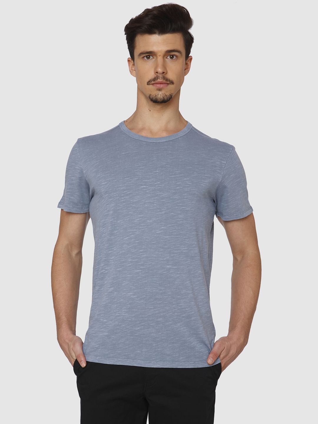 Blue Dyed Crew Neck T-Shirt