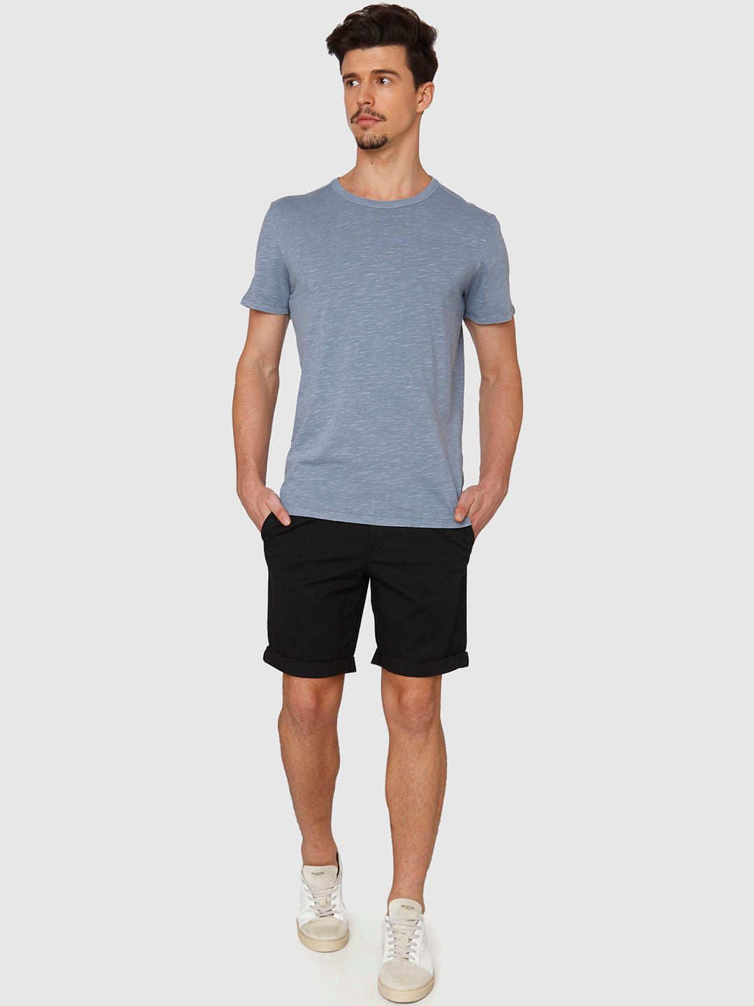 Blue Dyed Crew Neck T-Shirt