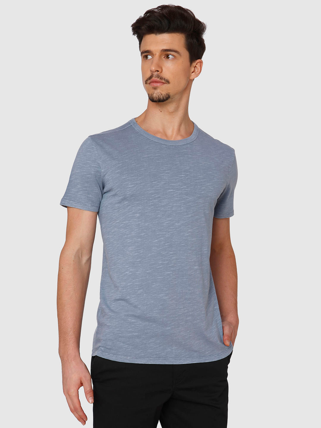 Blue Dyed Crew Neck T-Shirt