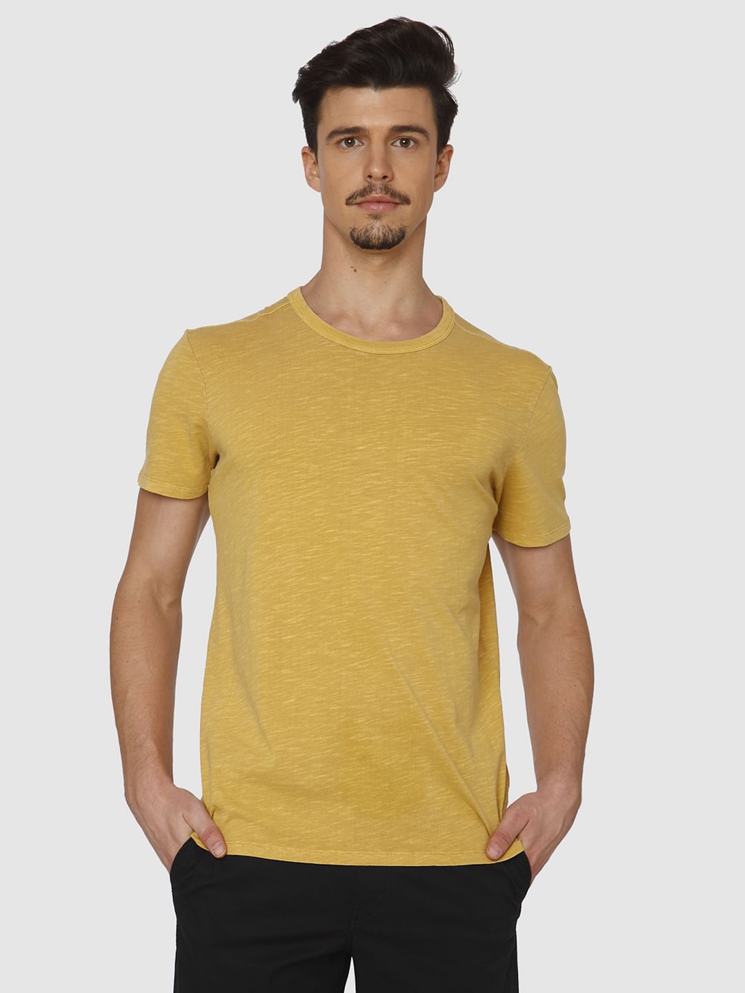Yellow Dyed Crew Neck T-Shirt