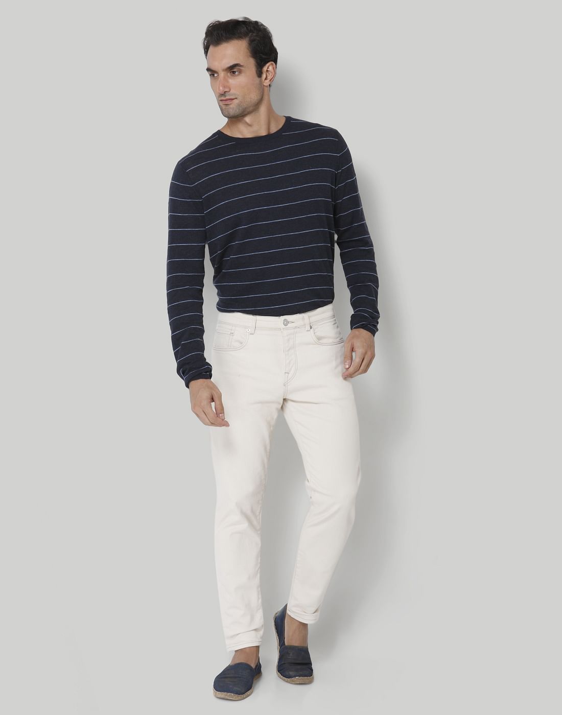 White Tapered Fit Jeans
