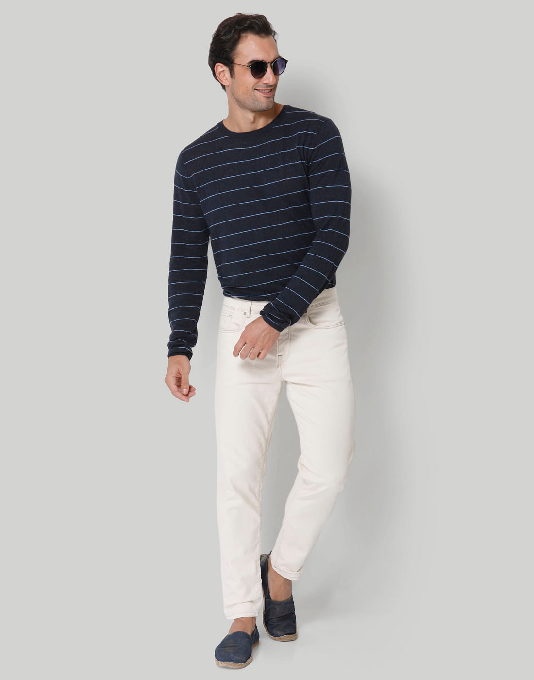 White Tapered Fit Jeans