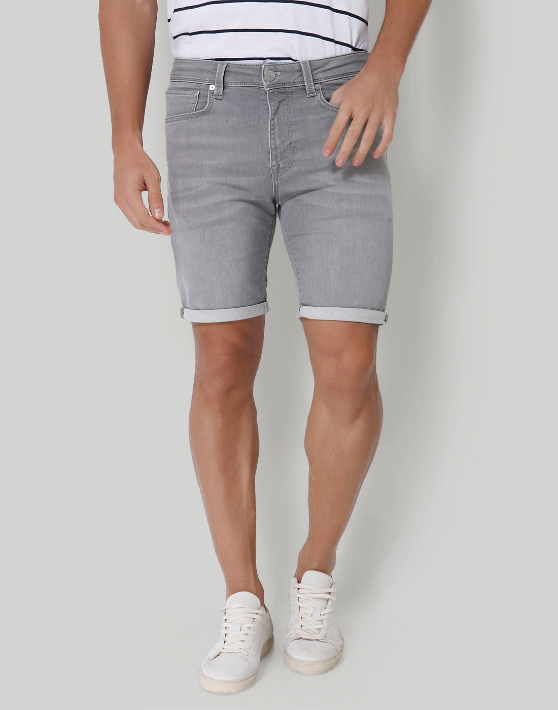 Grey Denim Shorts