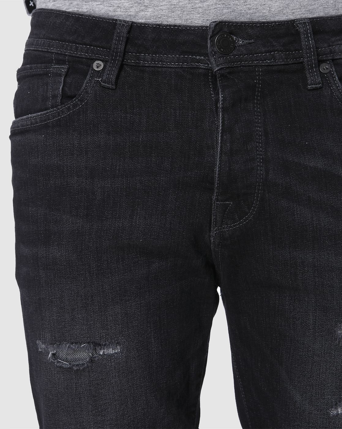 Grey Faded Ripped Denim Shorts