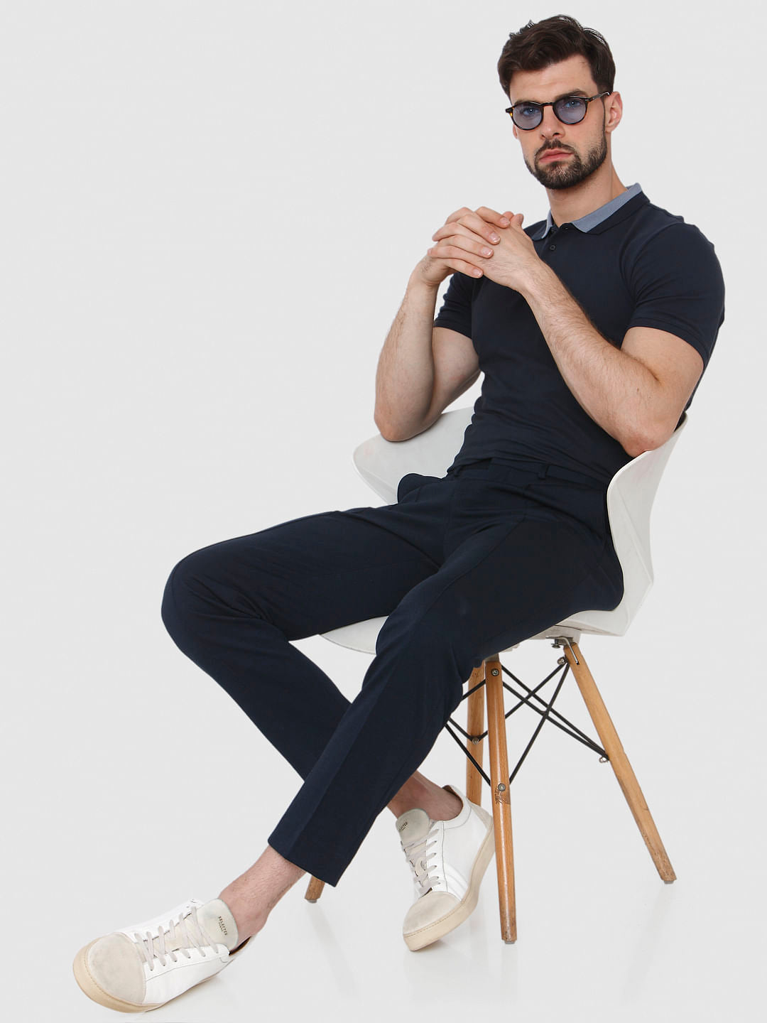 Navy Polo Neck T-Shirt