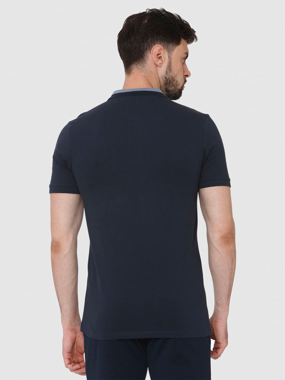Navy Polo Neck T-Shirt