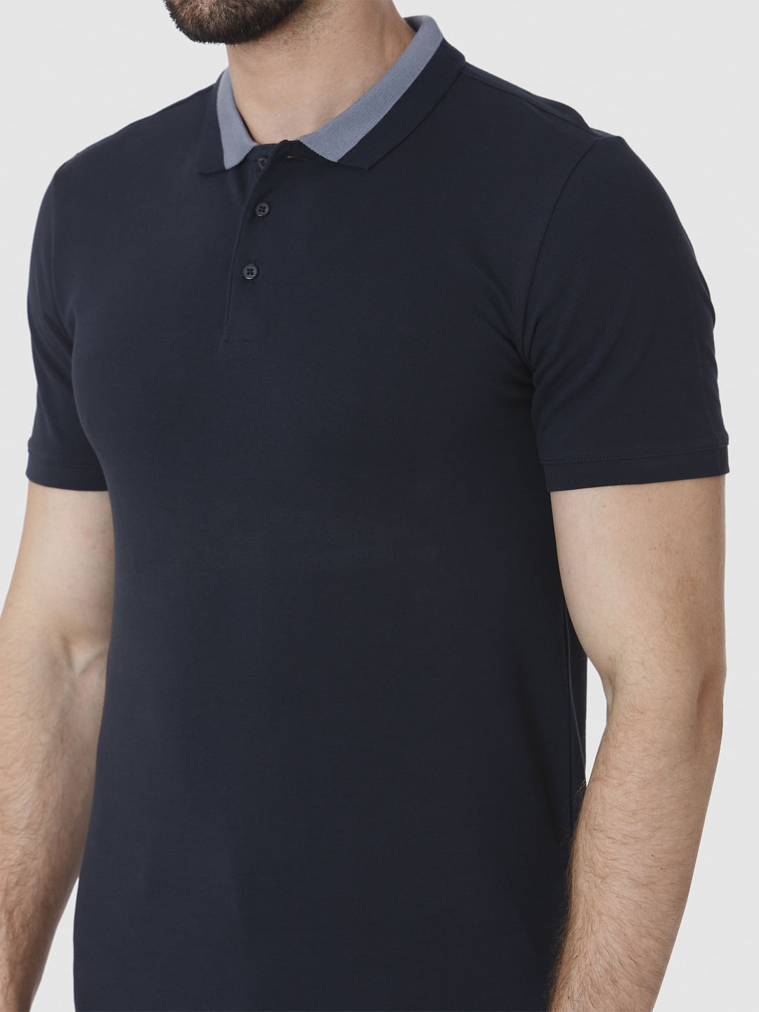 Navy Polo Neck T-Shirt
