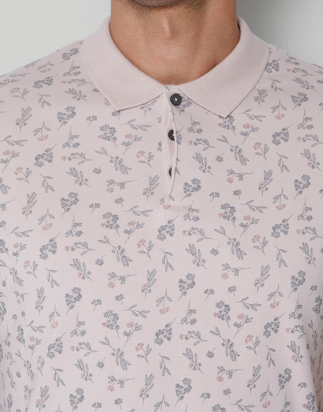 Pink Floral Print Polo Neck T-Shirt