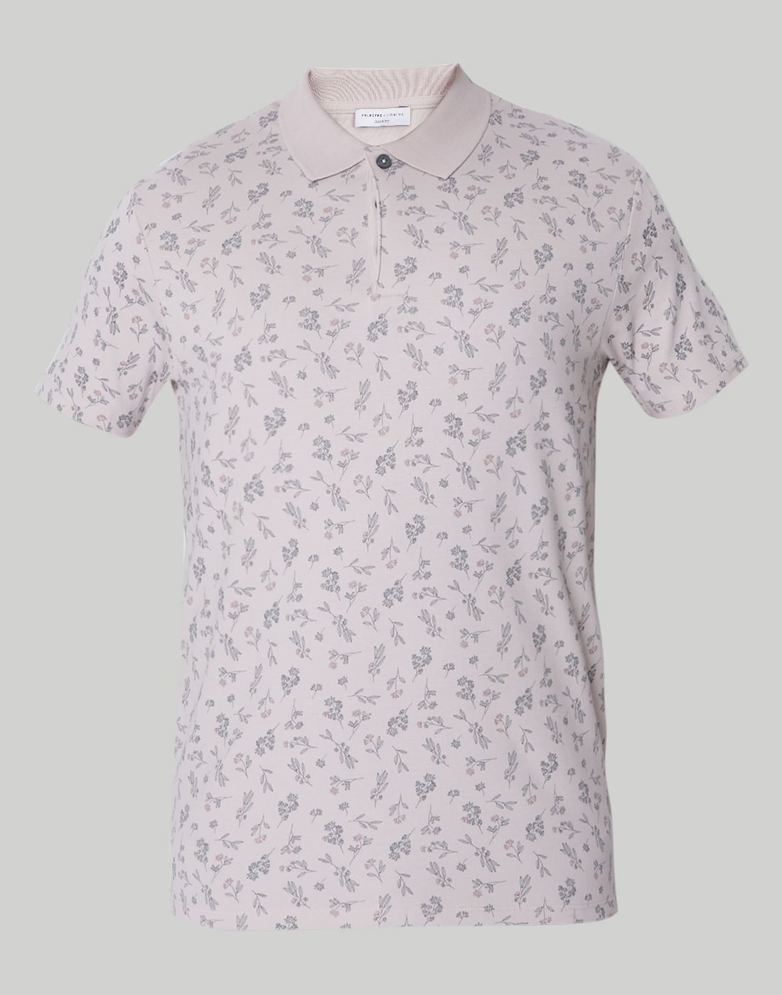 Pink Floral Print Polo Neck T-Shirt