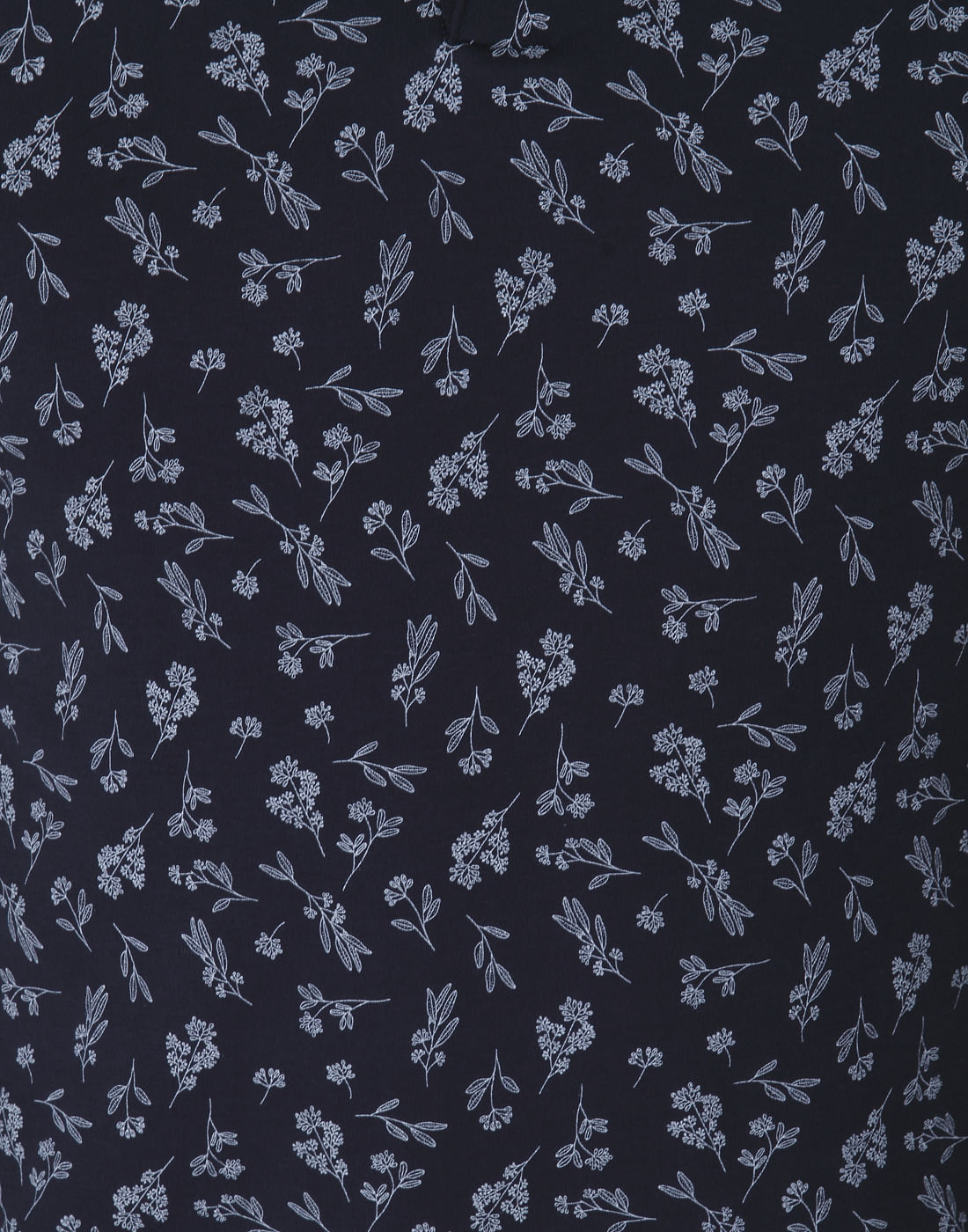 Blue Floral Print Polo Neck T-Shirt