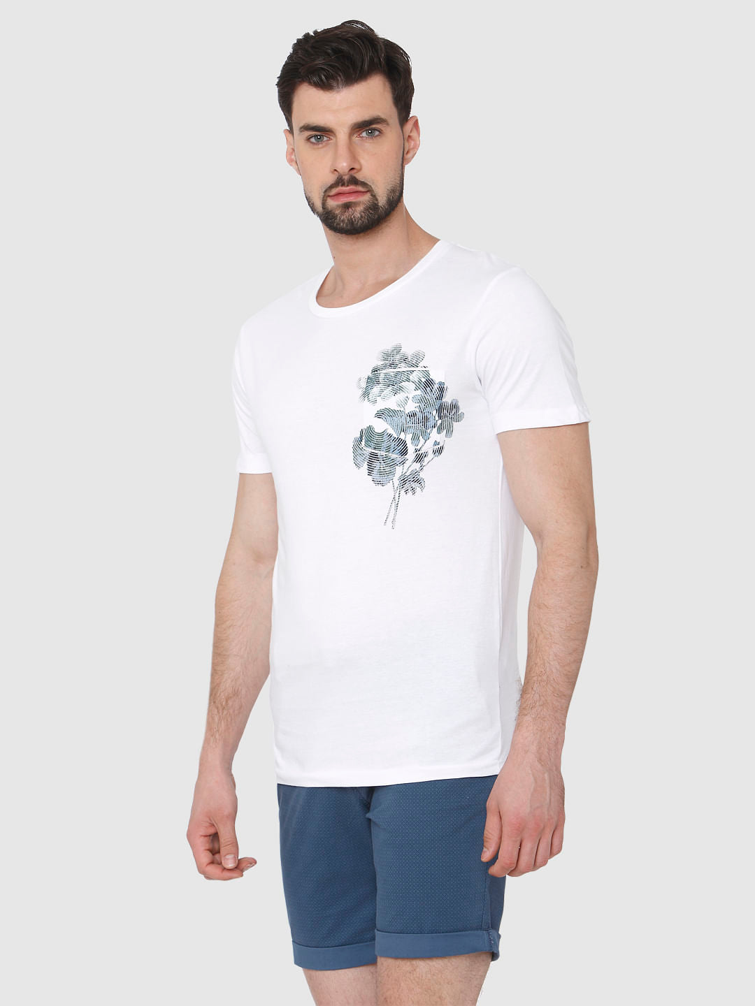 White Graphic Print Crew Neck T-Shirt