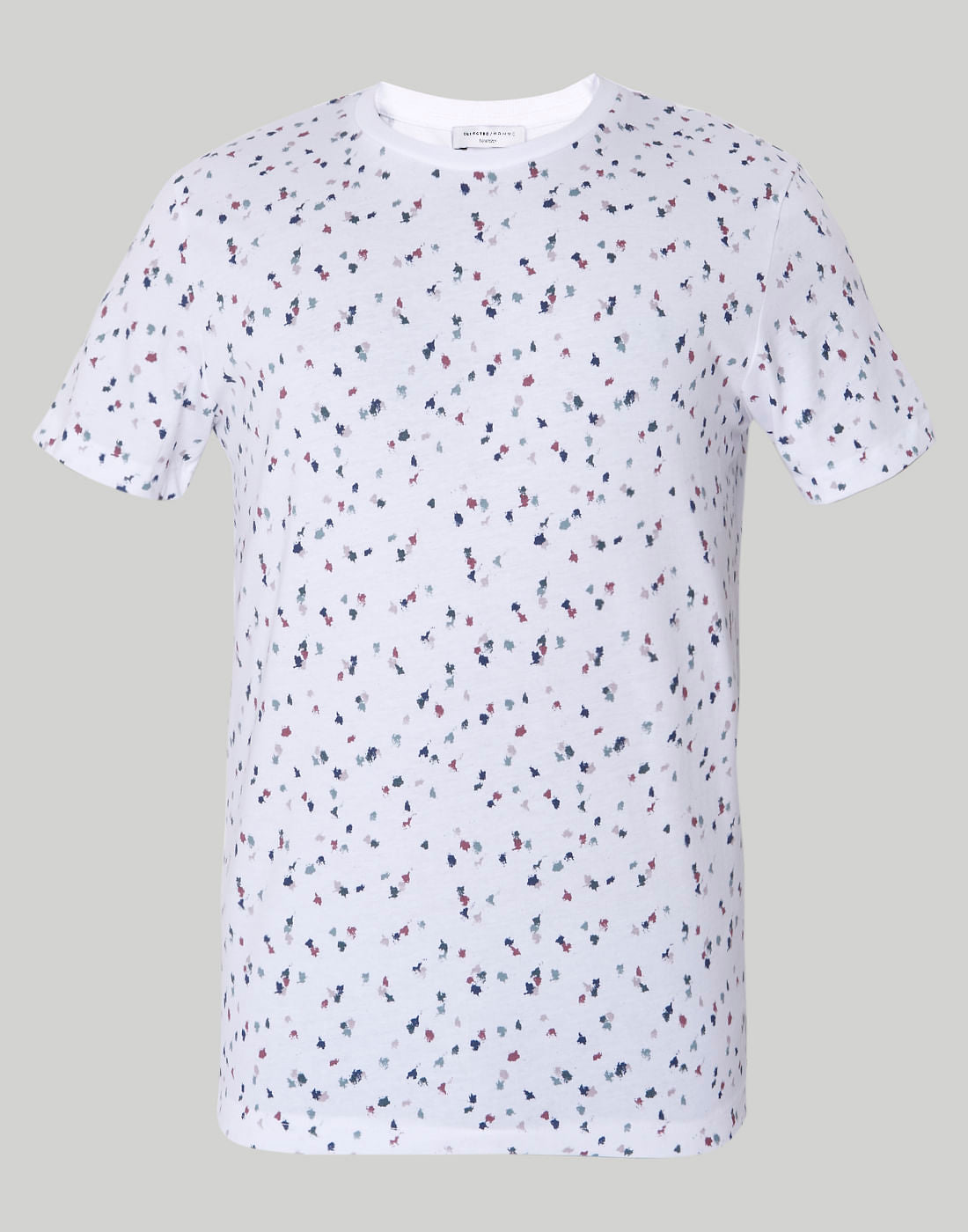White Floral Print Crew Neck T-Shirt