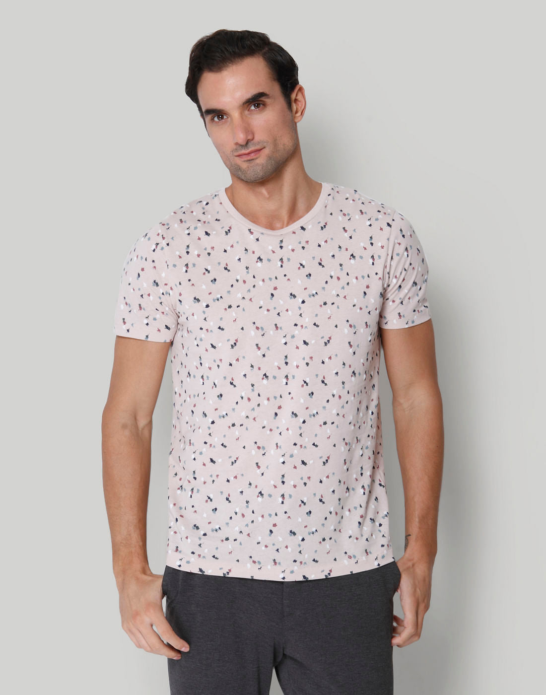 Pink Floral Print Crew Neck T-Shirt