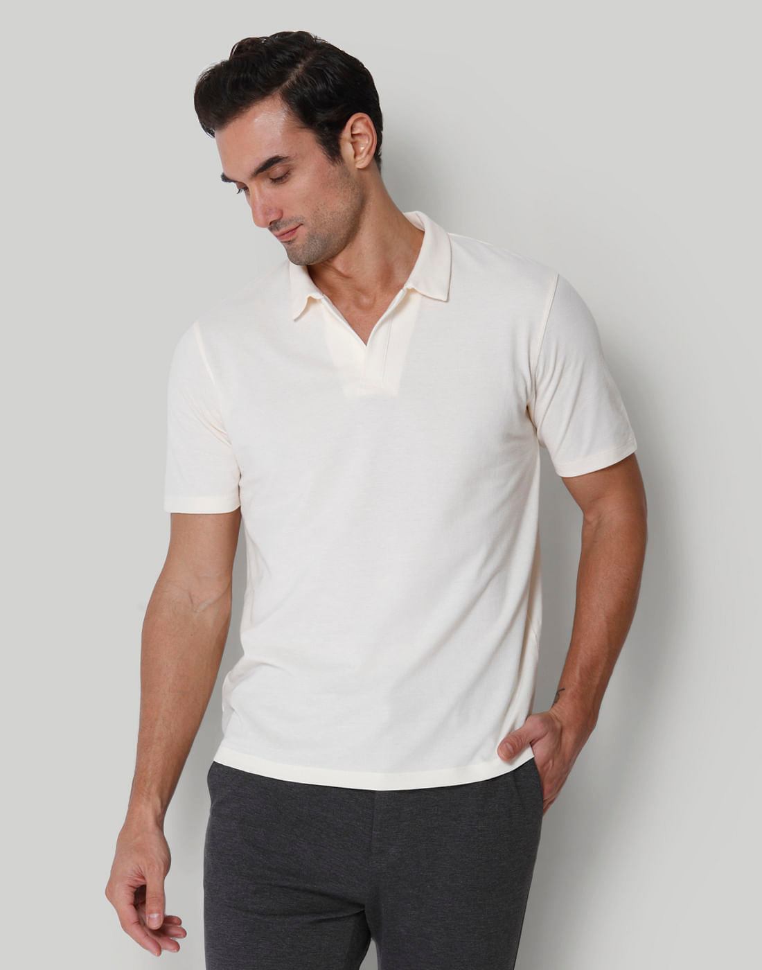 White Polo Neck T-Shirt