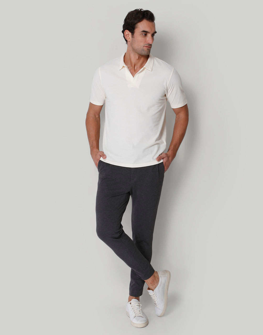 White Polo Neck T-Shirt