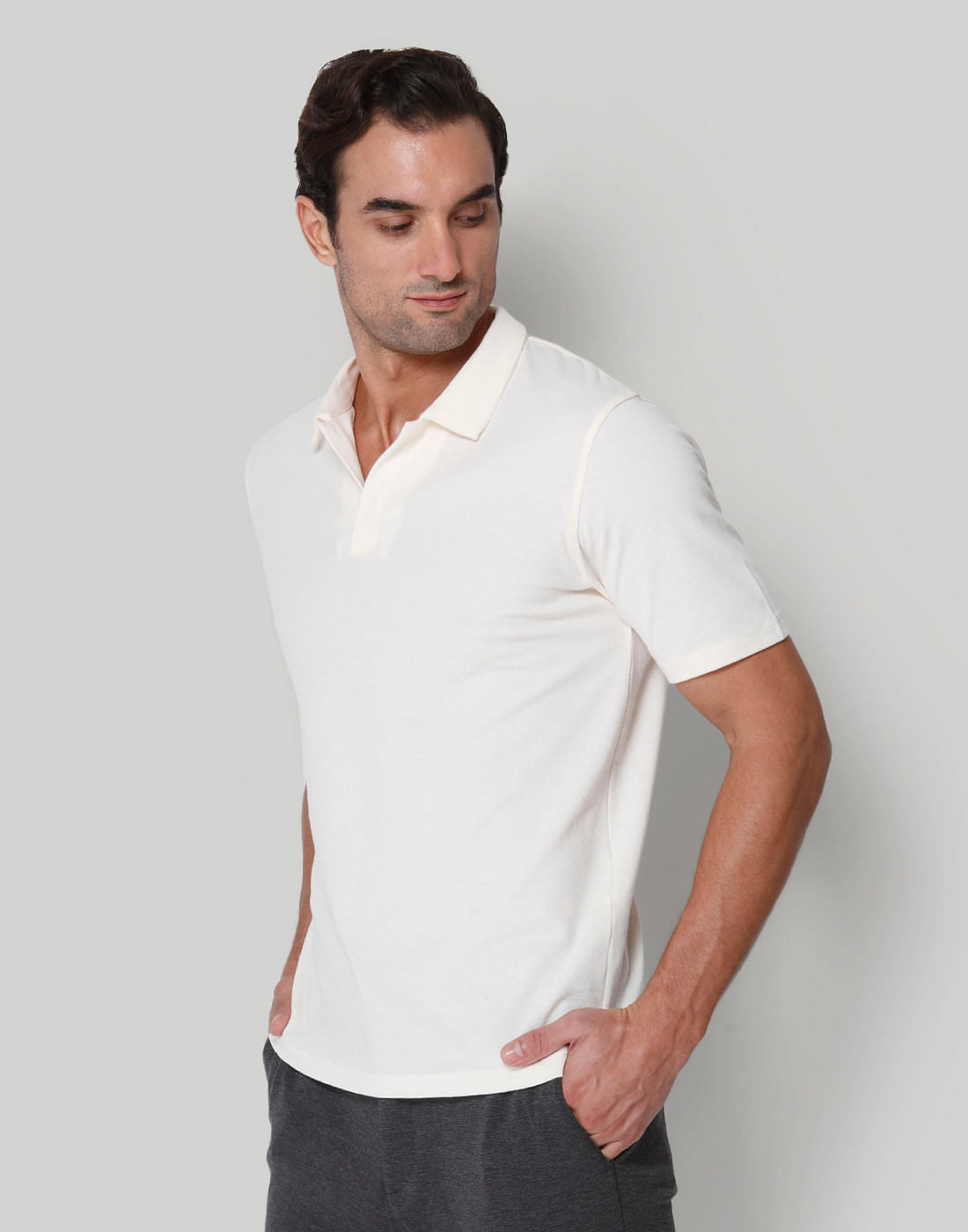 White Polo Neck T-Shirt