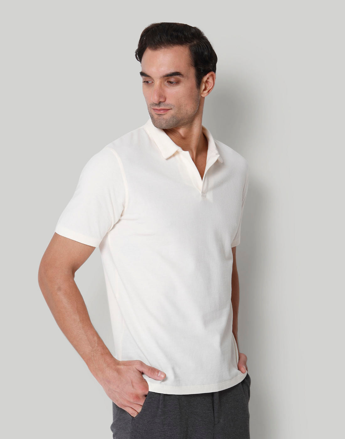 White Polo Neck T-Shirt