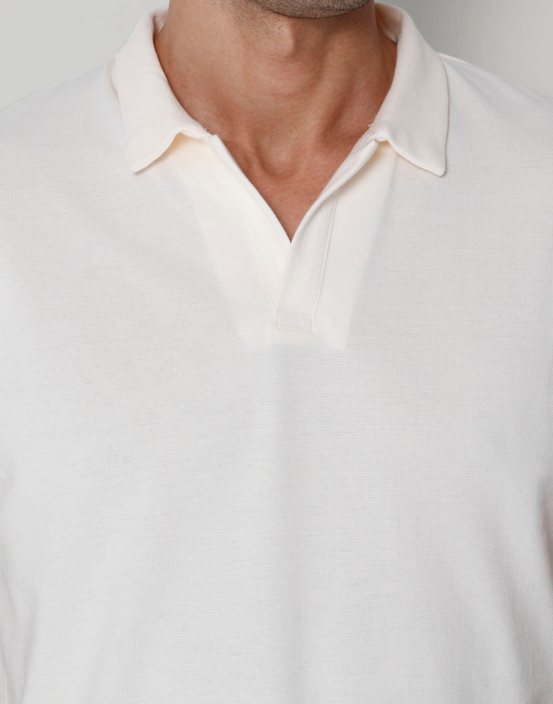 White Polo Neck T-Shirt