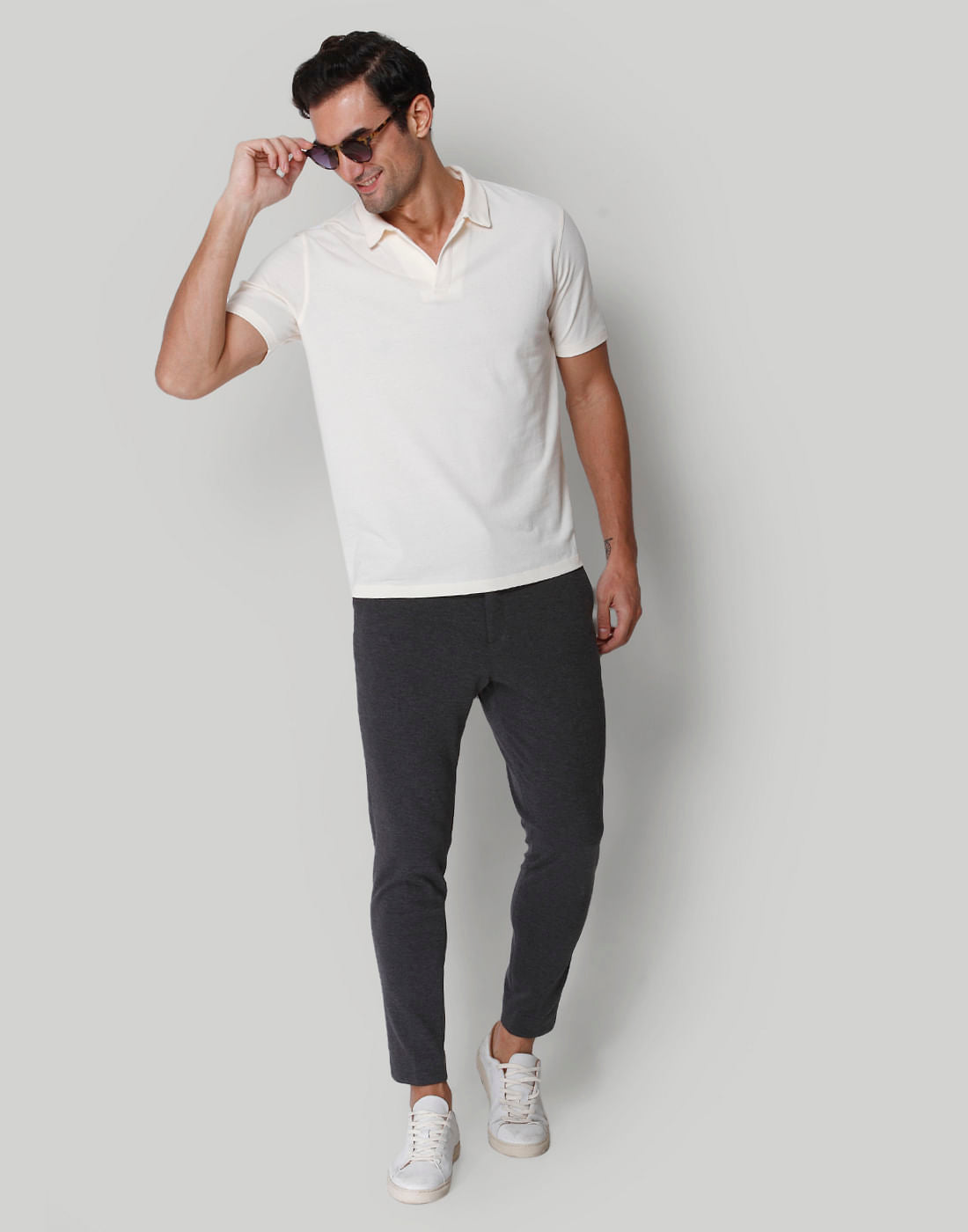 White Polo Neck T-Shirt