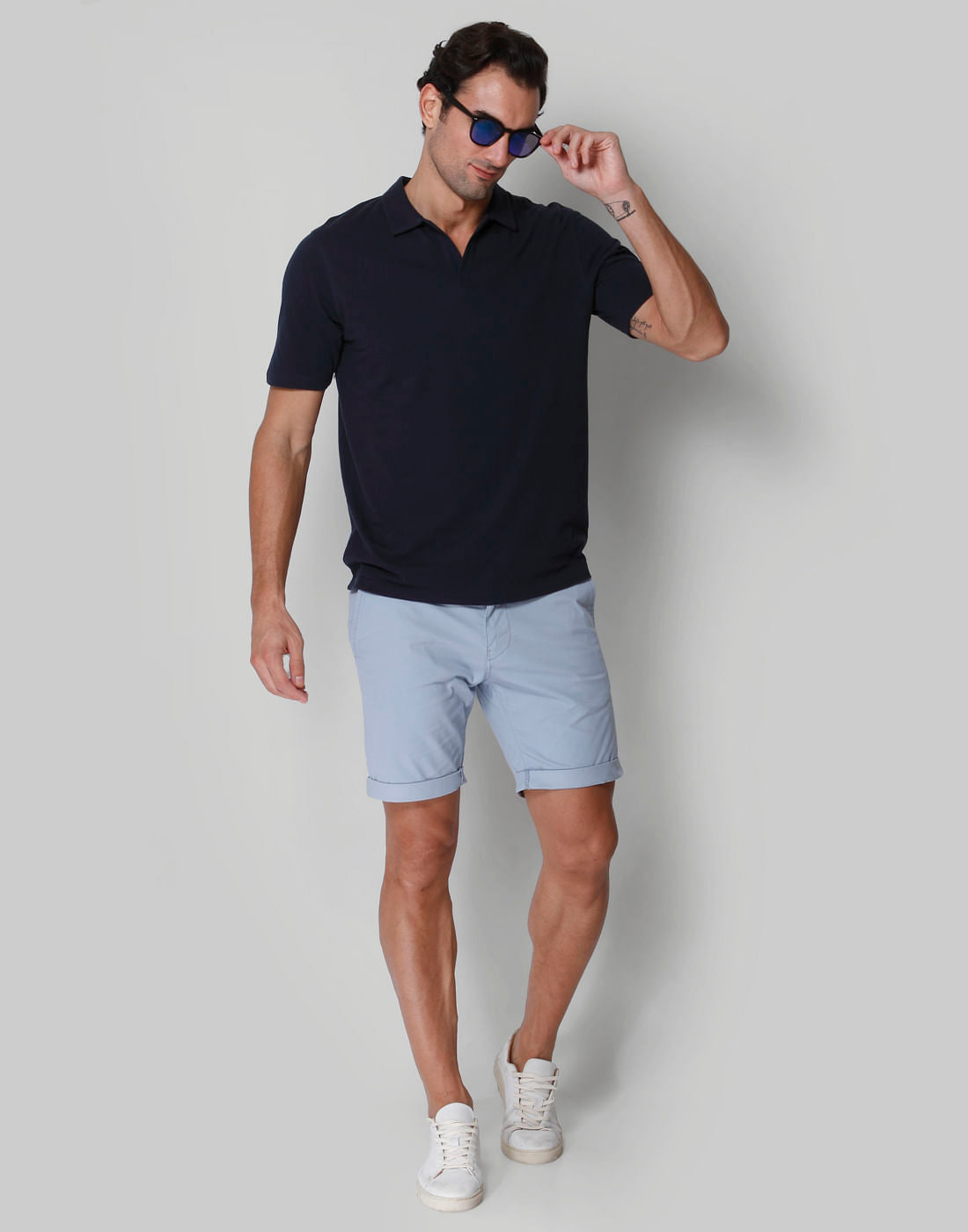 Blue Polo Neck T-Shirt
