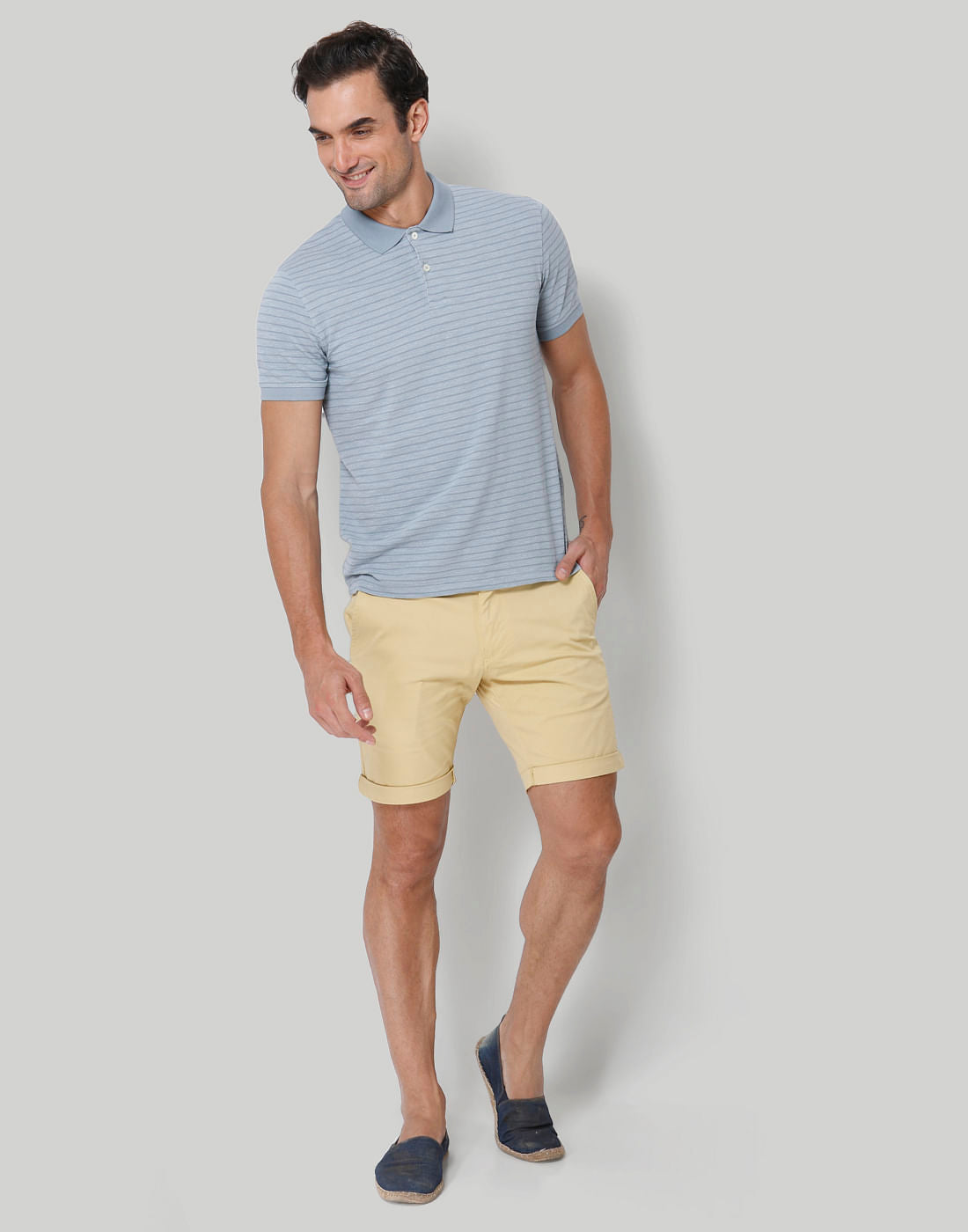 Blue Striped Polo Neck T-Shirt