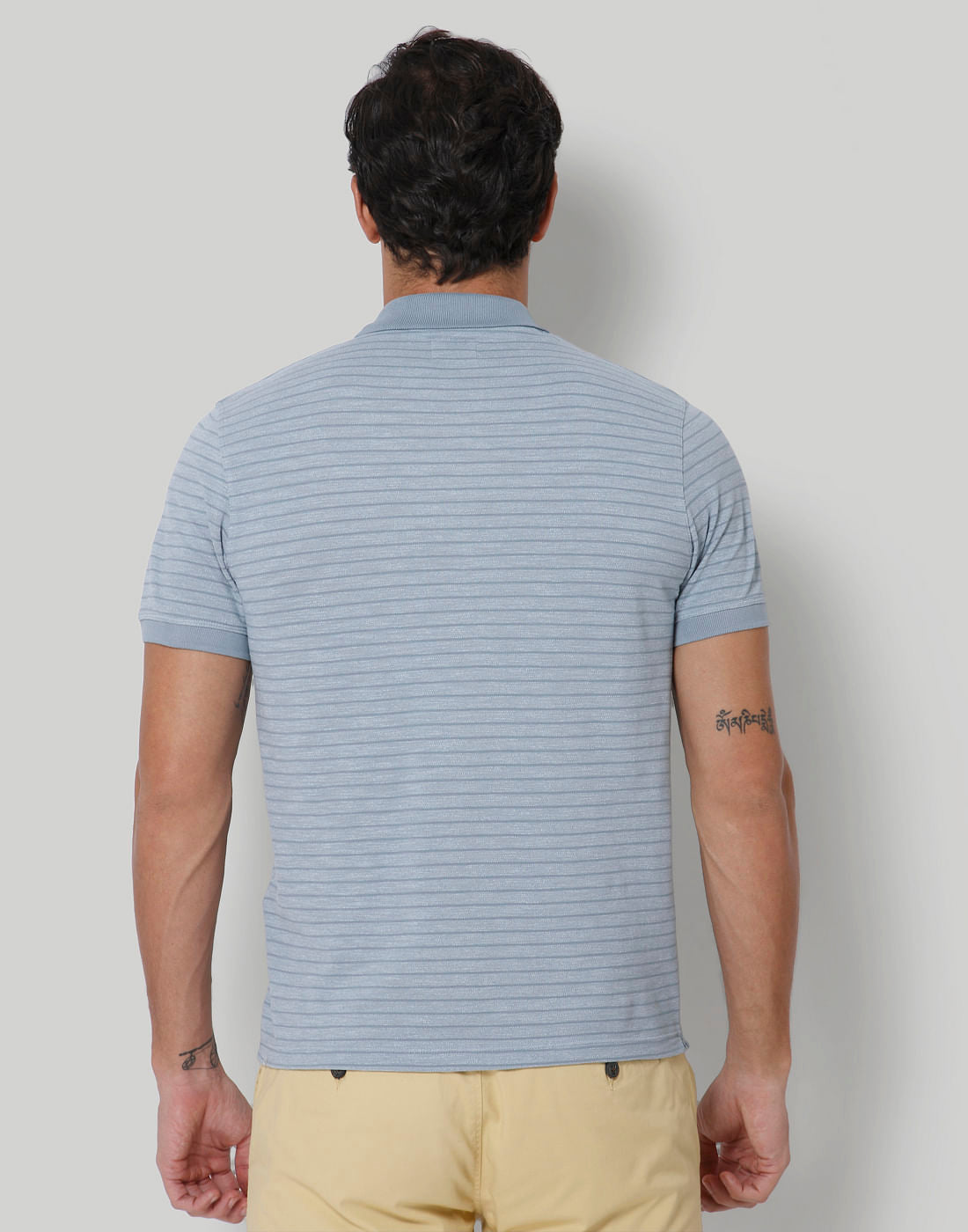 Blue Striped Polo Neck T-Shirt
