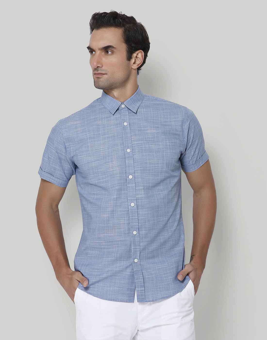 Blue Short Sleeves Shirt