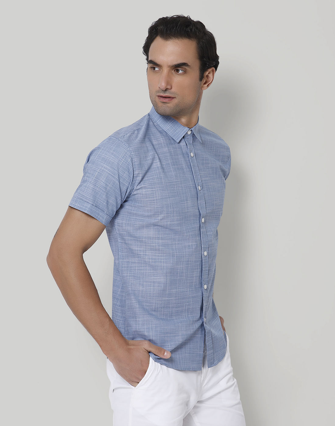 Blue Short Sleeves Shirt