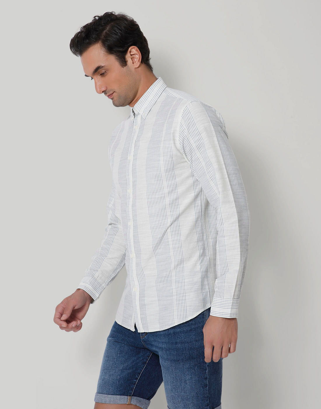 White Striped Full Sleeves Shirt
