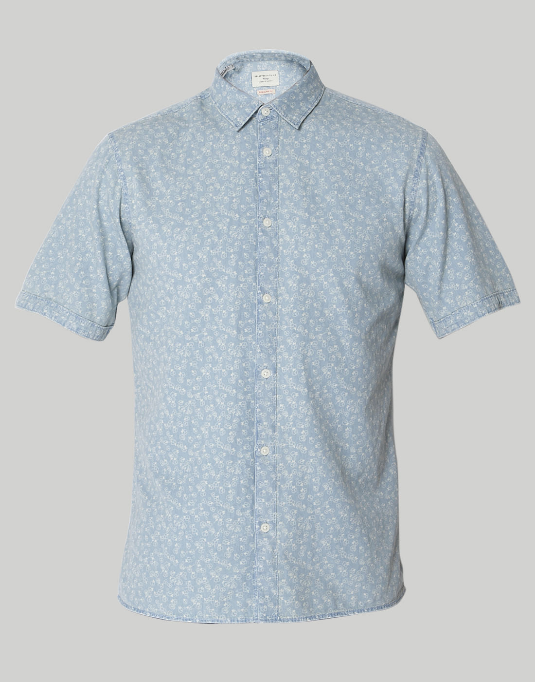 Blue Printed Short Sleeves Shirt