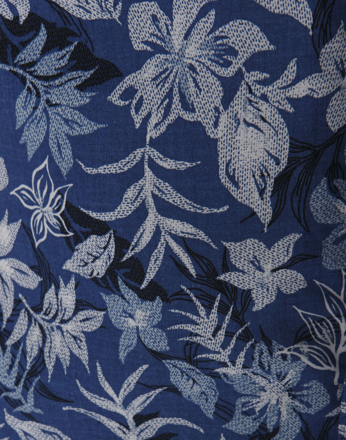 Blue Floral Print Short Sleeves Shirt