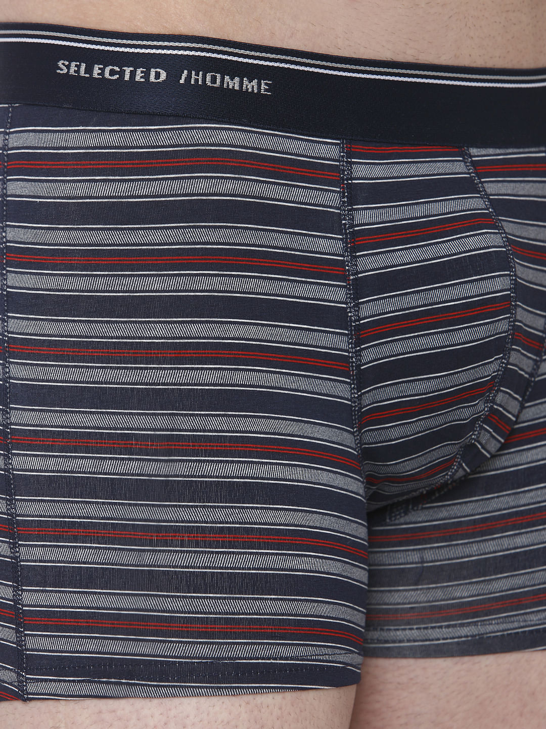 Navy Blue Striped Trunks
