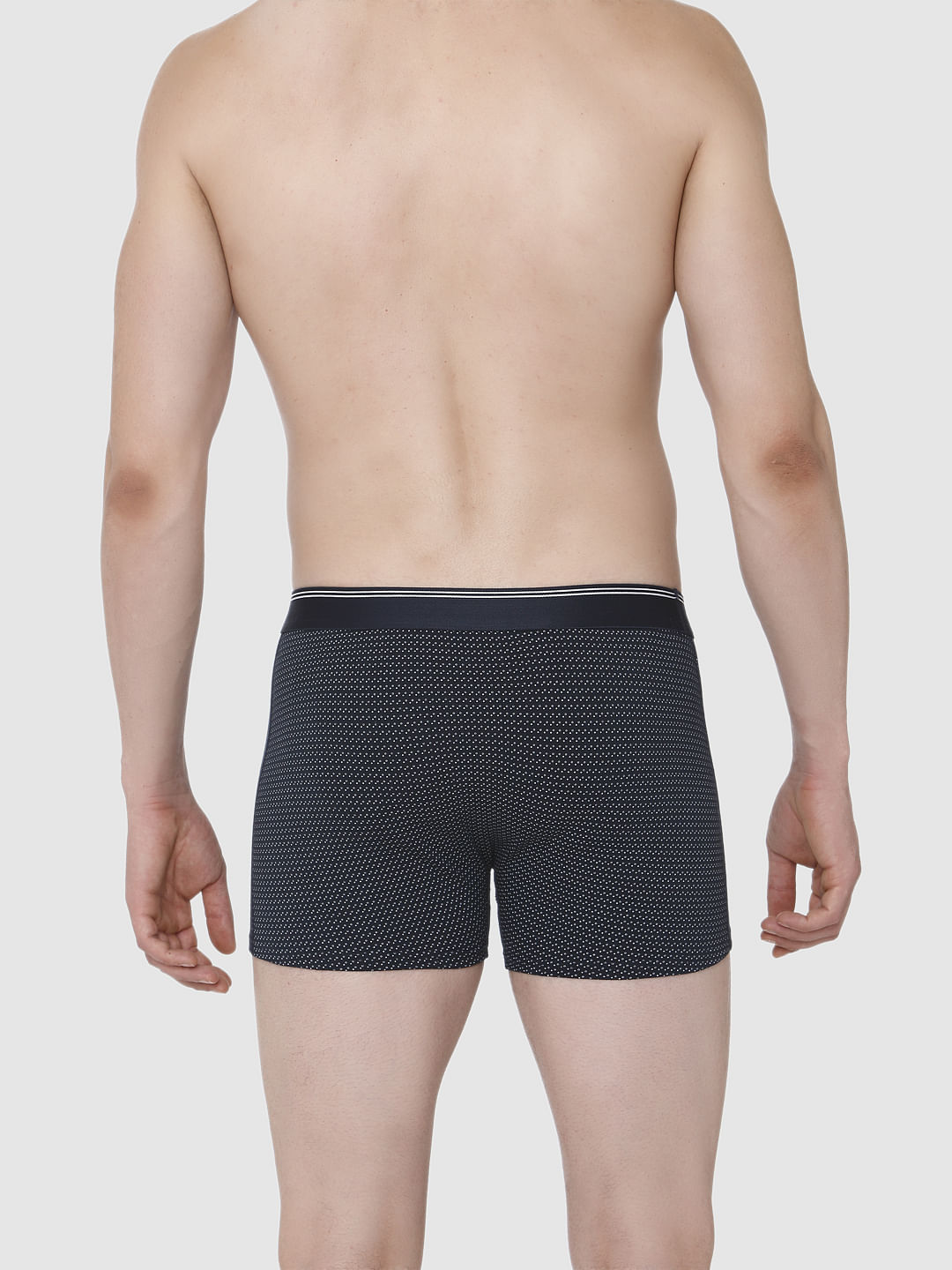 Navy Blue Printed Trunks