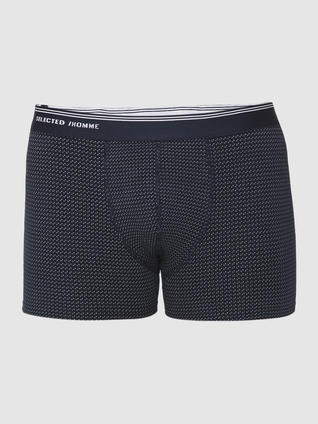 Navy Blue Printed Trunks