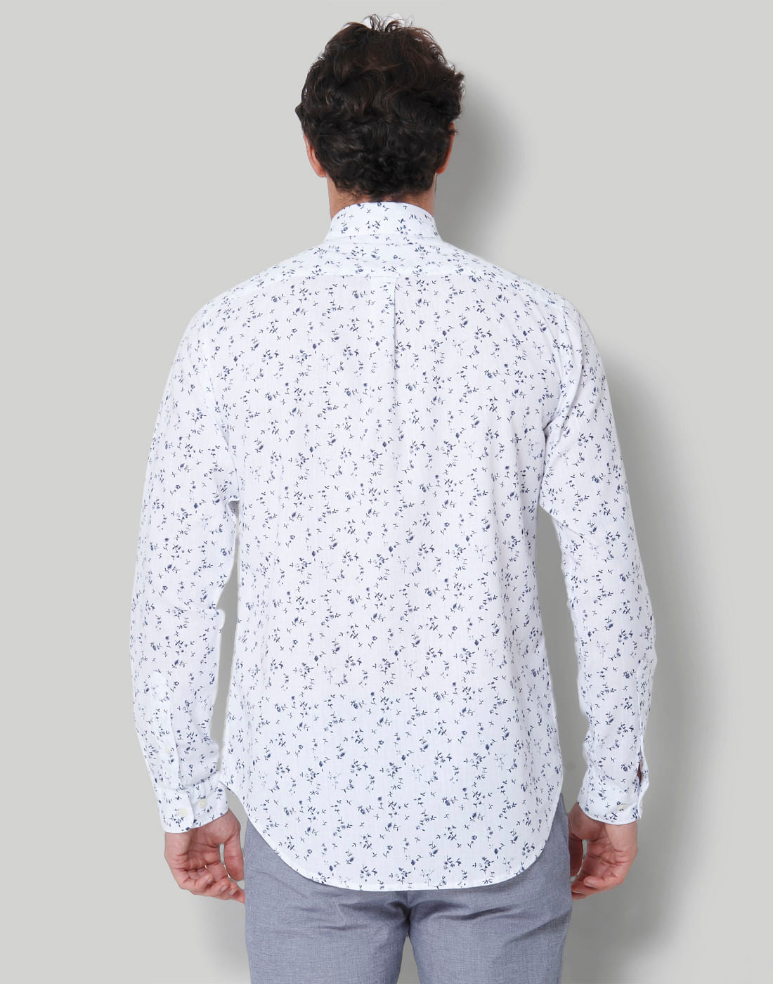 White Floral Print Full Sleeves Shirt