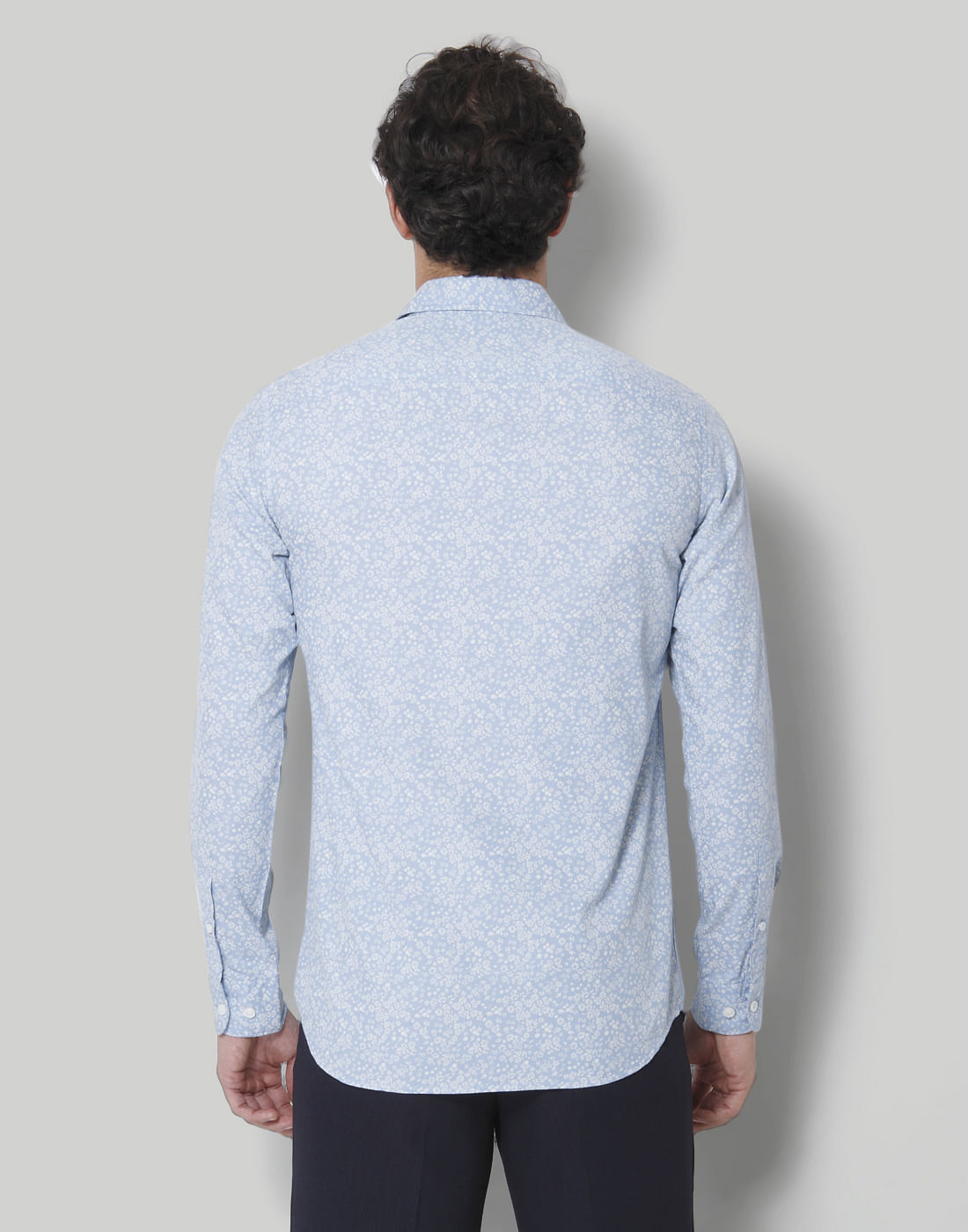 Blue Printed Full Sleeves Shirt