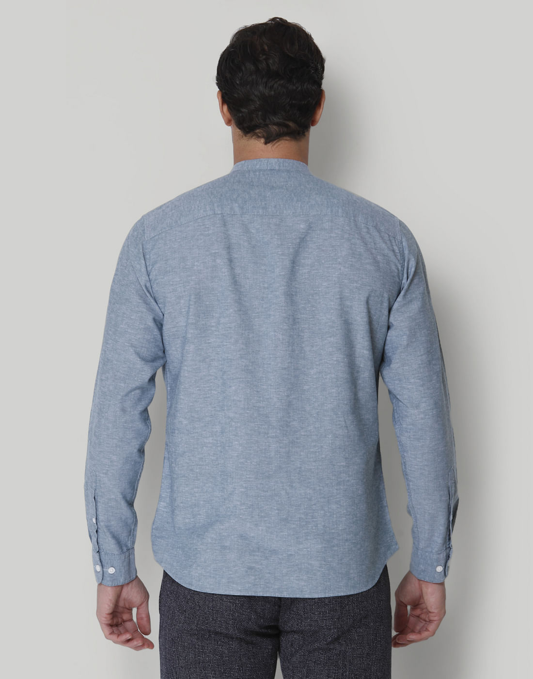 Blue Full Sleeves Linen Shirt