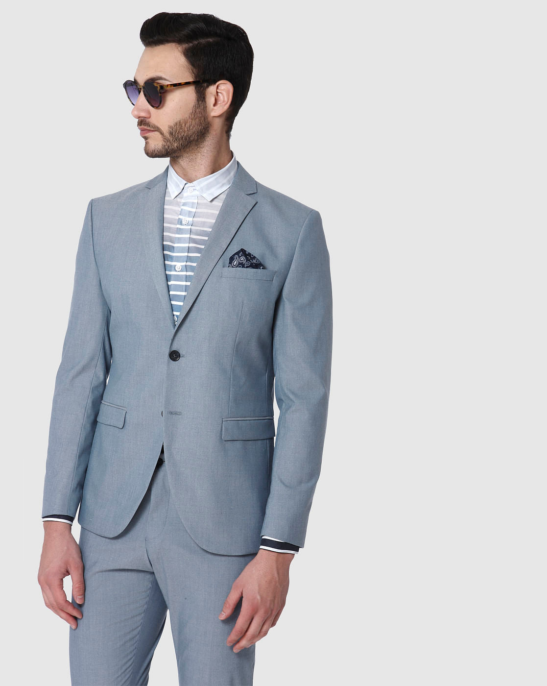 Blue Double Button Slim Fit Blazer