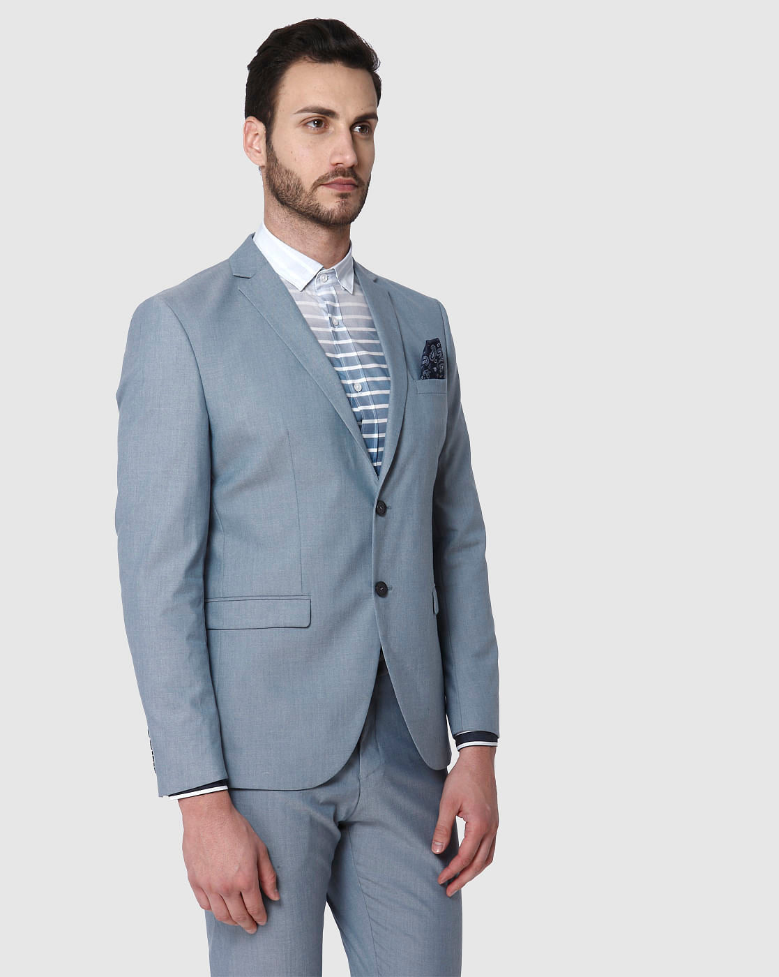 Blue Double Button Slim Fit Blazer