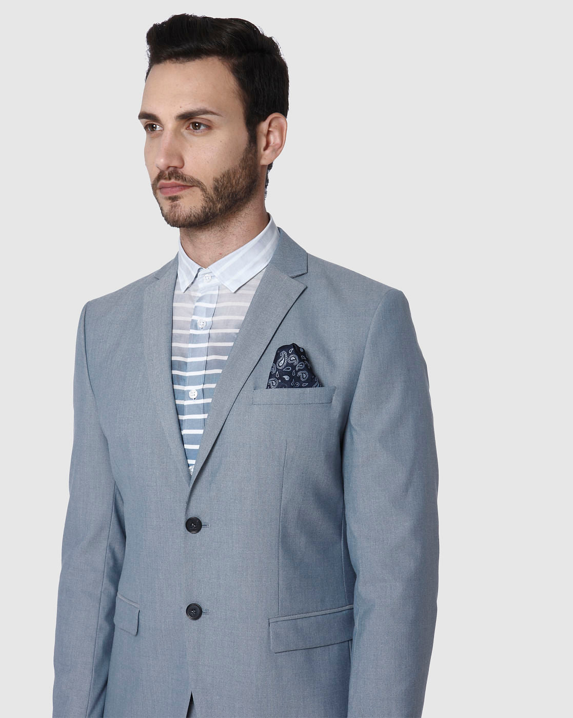 Blue Double Button Slim Fit Blazer