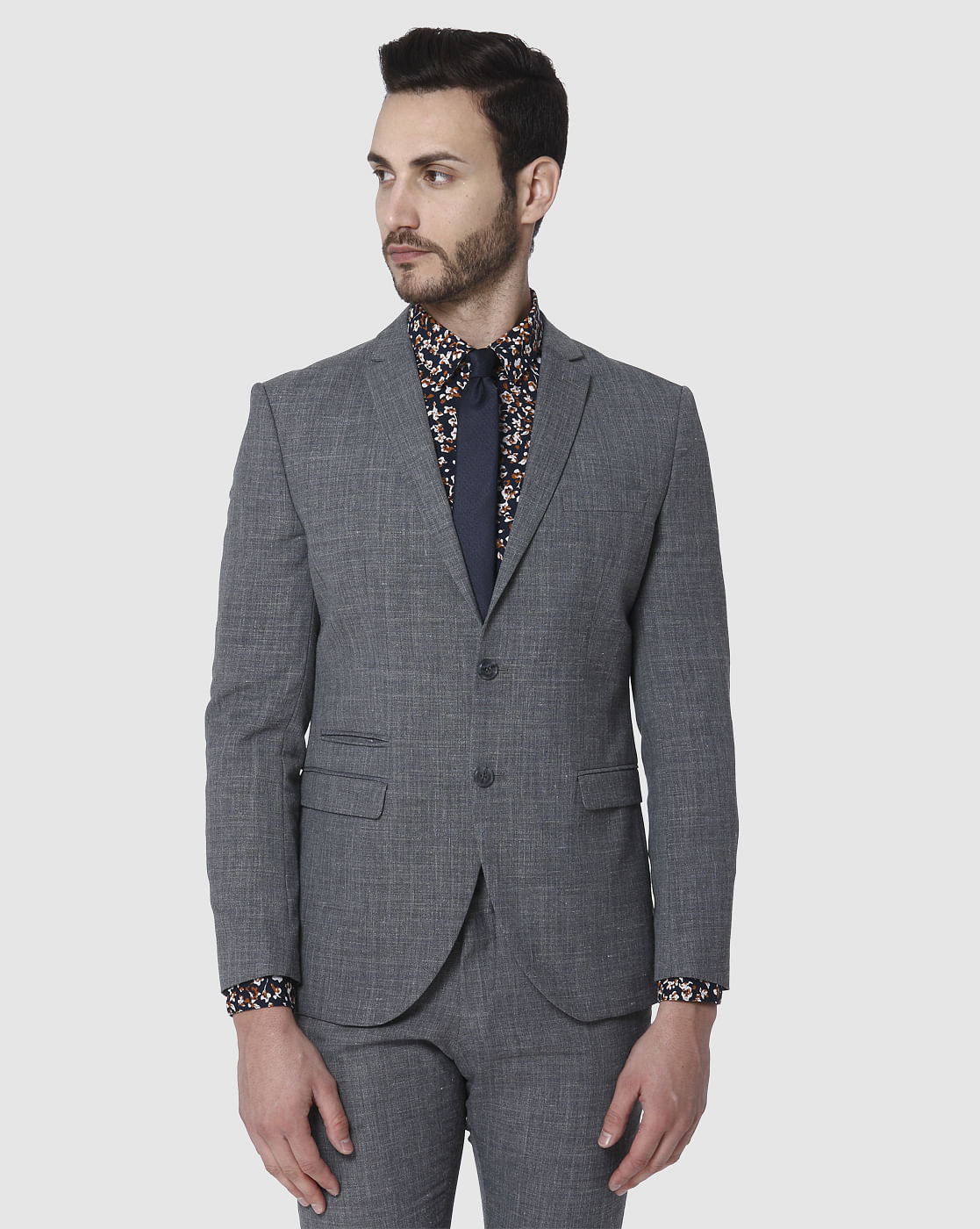 Grey Formal Slim Fit Blazer