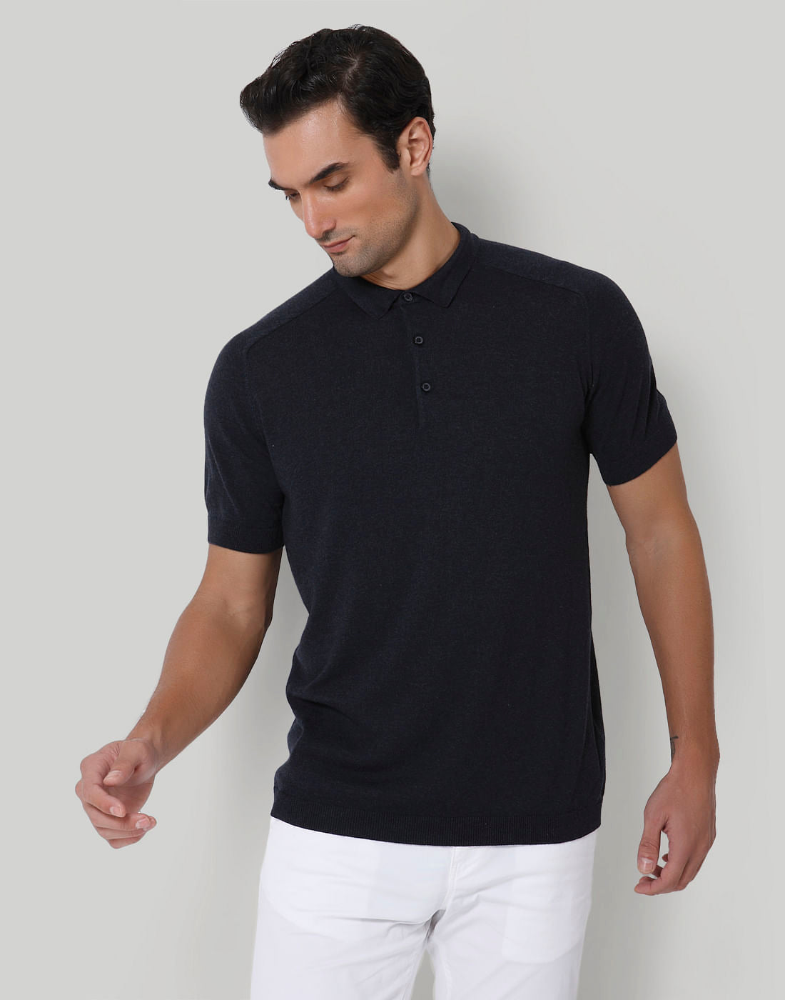 Blue Polo Neck T-Shirt