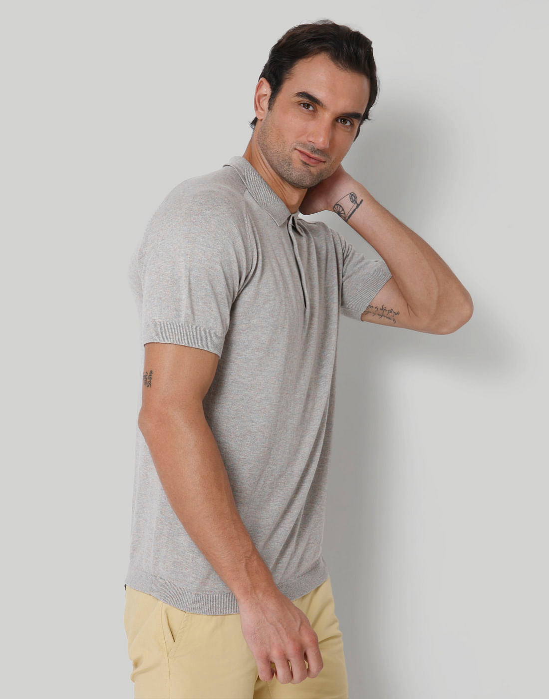 Grey Polo Neck T-Shirt