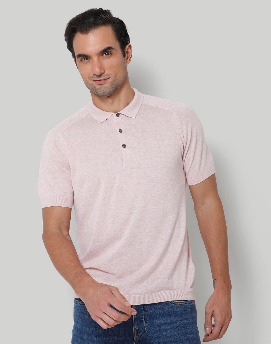Pink Polo Neck T-Shirt