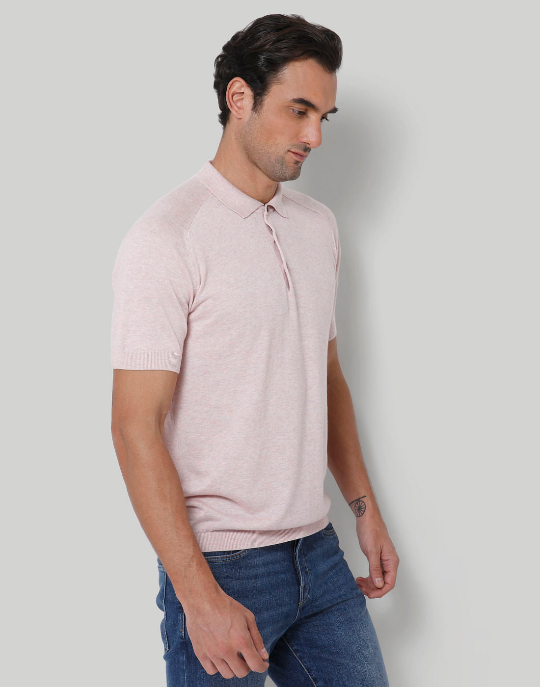 Pink Polo Neck T-Shirt